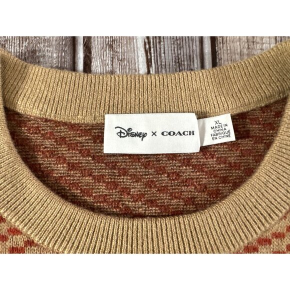 Disney X Coach 100% wool Ski Mickey Mouse Sweater sz XL color brown NWOT $500 - Picture 2 of 9